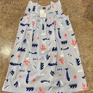 New Tea Collection Ocean Print Ruffle Sleeve Dress with Pocket – Size 8